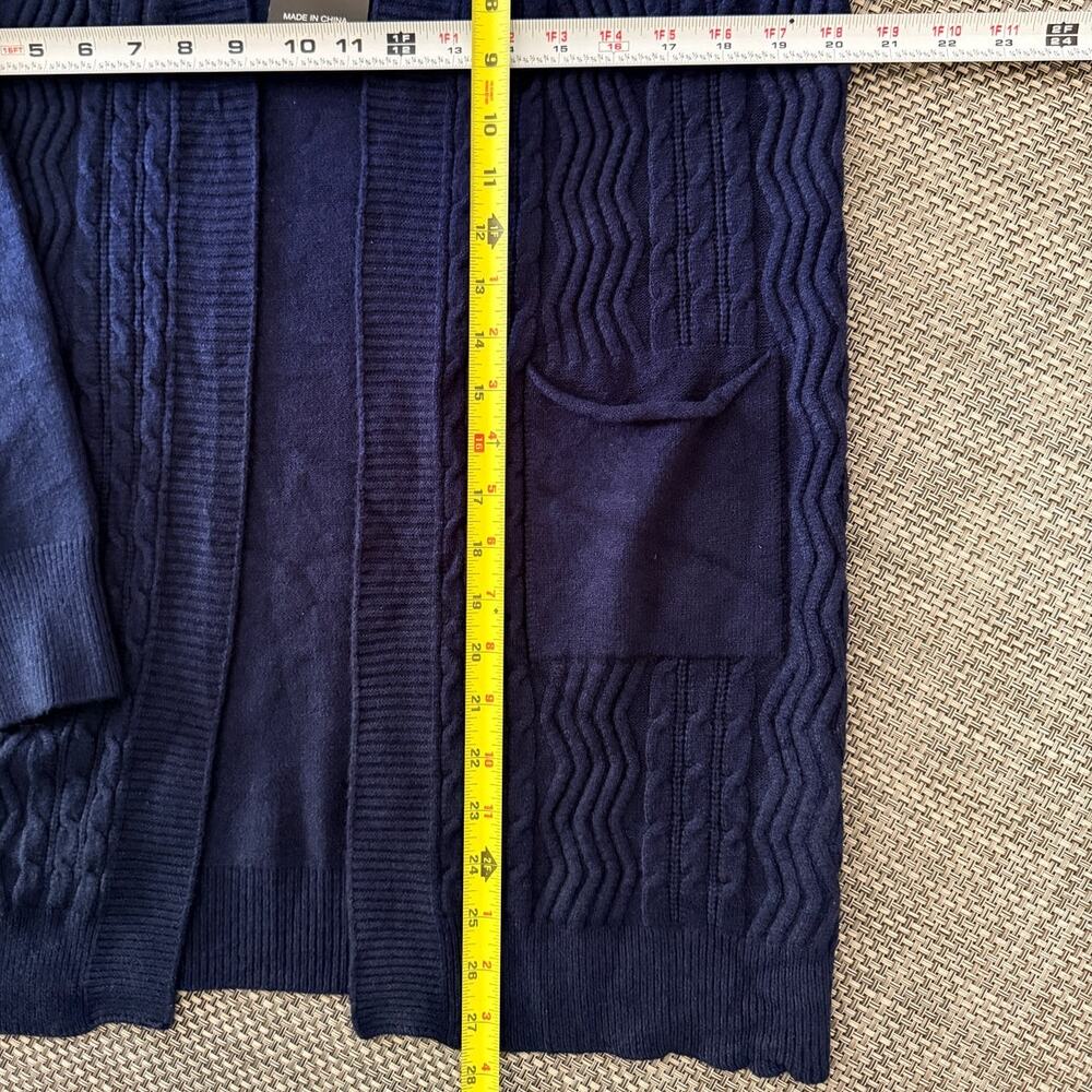 S. CHRISTINA NWT 100% Cashmere Cableknit Open Cardigan Sweater Nautical  L/XL - Picture 4 of 4